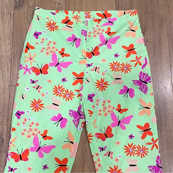 Vintage Lily Pulitzer Green Pink Lavender Butterfly Print Capri Pants - Picture 2 of 3